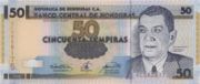 洪都拉斯伦皮拉2001年版50 Lempiras面值——正面