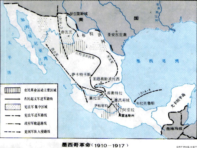 地图：墨西哥革命（1910-1917）