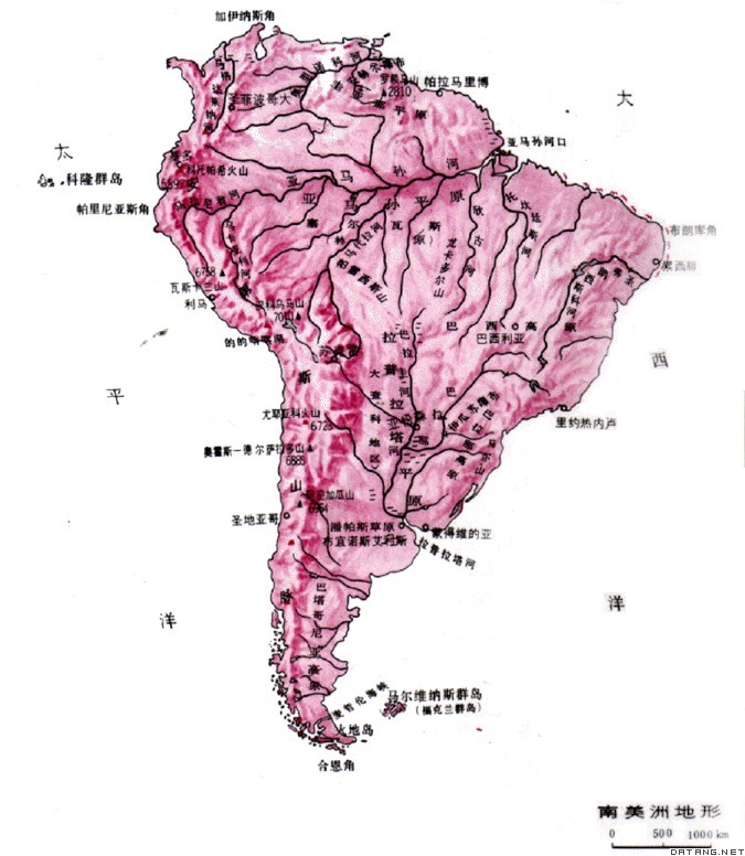 地图:南美洲地形