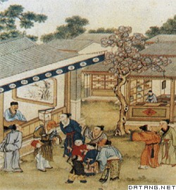 清代中国的商业颇为发达，此图为一商业绸布店