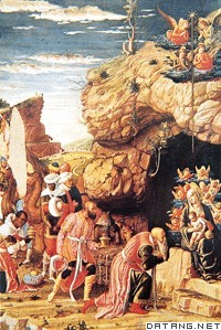 《圣婴的礼拜》为纪念耶稣基督诞生而作（曼泰尼亚绘）