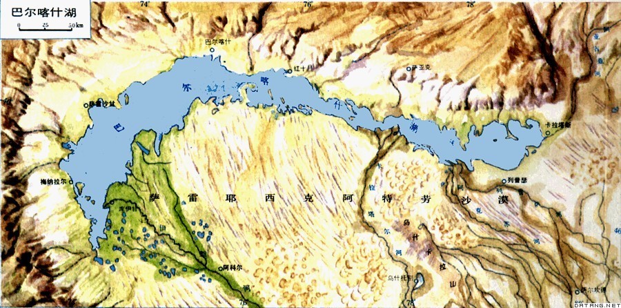 地图：巴尔喀什湖