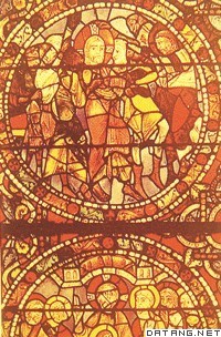 法国沙特尔大教堂的宗教玻璃画