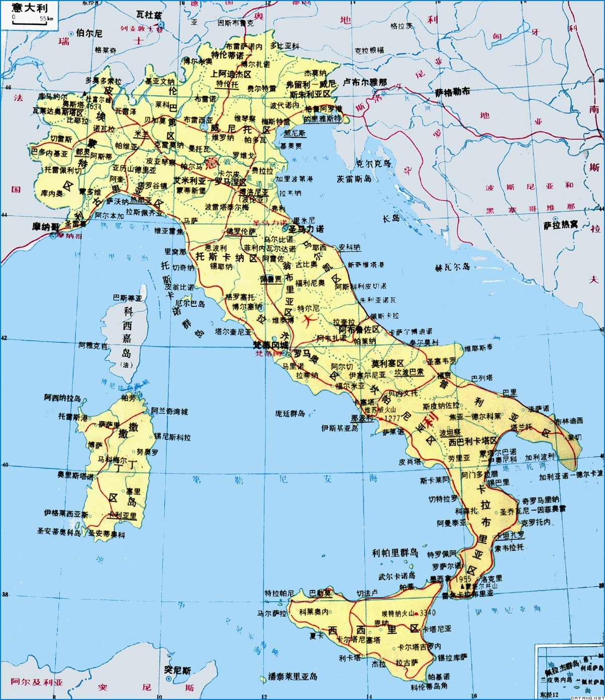 意大利地图-成都中国旅行社有限公司