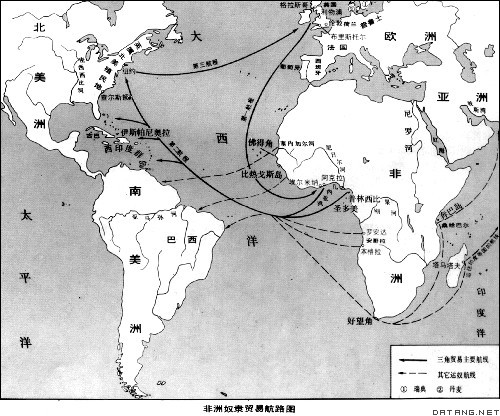 非洲奴隶贸易航路图